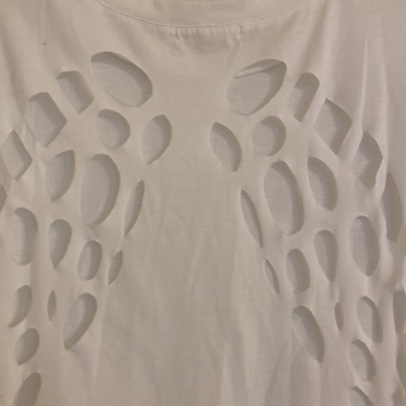White Tee with Angel Wing Cutouts in Back - Picture 2 of 3